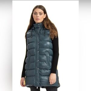 BOD & CHRISTENSEN Serena Teal Long Leather Women’s Vest Size Small